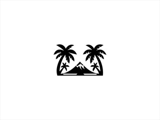  Hawaii beach logo.The logo incorporate elements like palm trees, ocean waves, and a golden sun to represent relaxation and natural beauty. 
