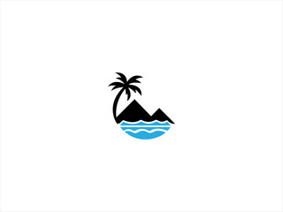  Hawaii beach logo.The logo incorporate elements like palm trees, ocean waves, and a golden sun to represent relaxation and natural beauty. 