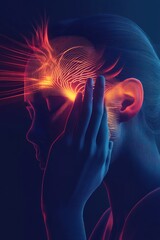 A digital artwork depicting a profile of a person with abstract energy emanating from their head.
