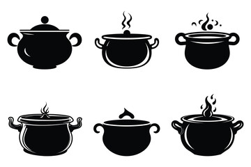 Cauldron silhouette vector.