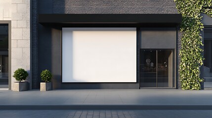 Blank Storefront with Ivy Covered Wall
