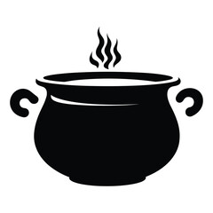 Cauldron silhouette vector.