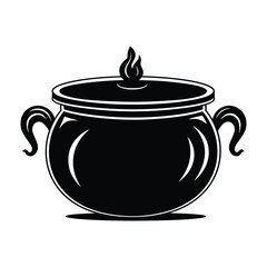 Cauldron silhouette vector.