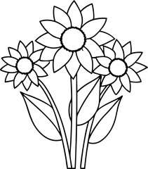 Sunflower and Daffodil Blossoms Vibrant Vector Flower Bunch
