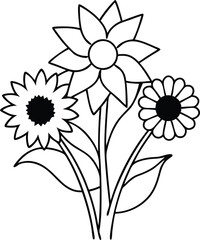 Bright and Cheerful Sunflower and Daffodil Floral Arrangement Vector
