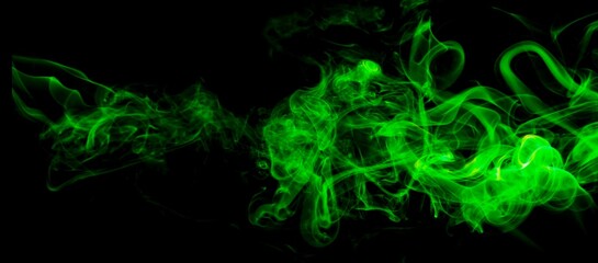 green smoke abstract with black background illustration 