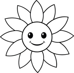 Whimsical Sunflower Face Vector Illustration Filled with Joyful Energy
