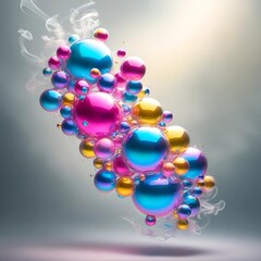 Fototapeta premium floating colorful bubbles representing the complex nature of digital influence and marketing campaigns