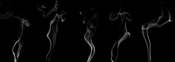 white smoke abstract isolated on a black background. concept of texture mist or hot vapor, fog...