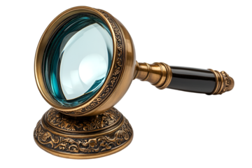 a magnifying glass on a stand. 