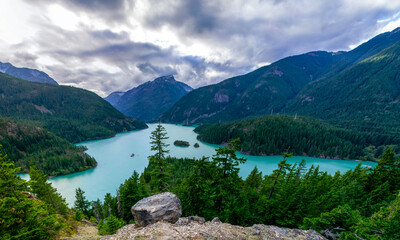 lake and mountains