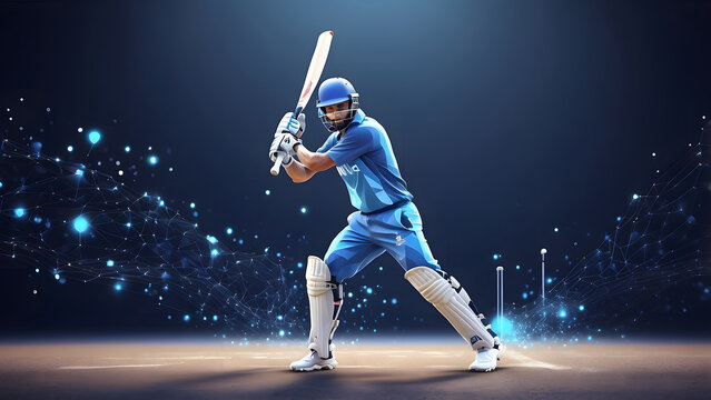 Ultimate Cricket Game with Action Player & Blue Lights – A Thrilling Experience - Powered by Adobe