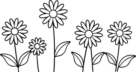 Whimsical Vector Dance of Daisies Illustrating the Joy of Spring in a Flourishing Meadow

