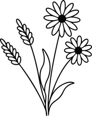 Charming Daisy and Lavender Bunch Vector Artwork for Creative Projects
