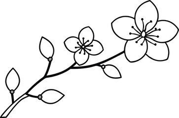 Beautiful Cherry Blossom Branch Vector Graphics for Creative Projects


