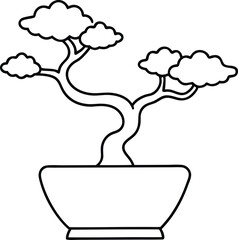 Elegant Pot Bonsai Vector Illustration for Tranquil Spaces
