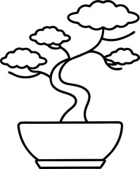 Pot Bonsai Serenity Vector Illustration for Peaceful Home Decor
