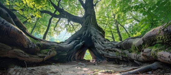 Fototapeta premium A Tree With A Trunk That Split Halfway Up