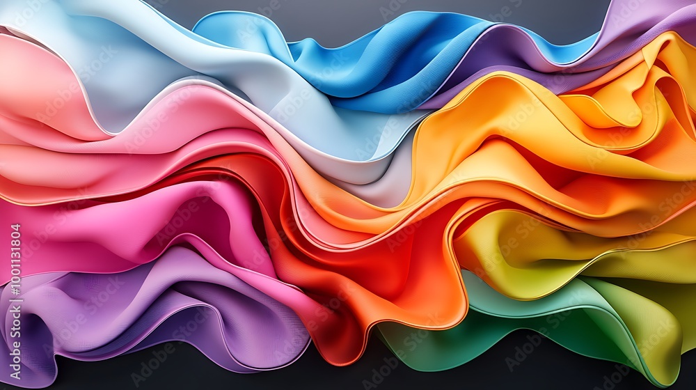 Poster soft, flowing stripes add movement and vibrancy in colorful waves.