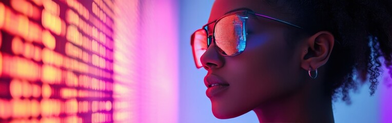 Cybersecurity Threat Specialist Analyzing Data in Augmented Reality