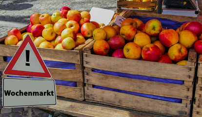 Äpfel Kisten Marktverkauf Wochenmarkt