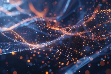 Abstract Network of Digital Connections and Glowing Particles in a Futuristic Design






