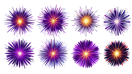 Set of PNG Vibrant purple explosion with sparks on the White Background....