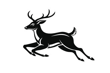 Solid color Mule Deer running animal vector design