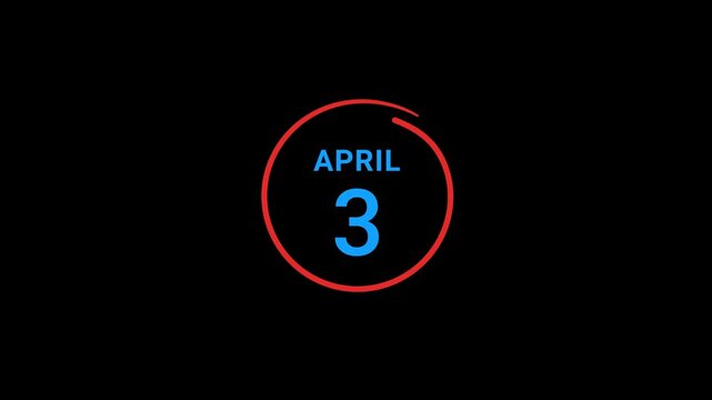 3th April calendar date Animation