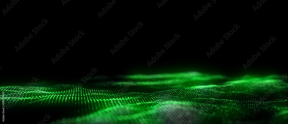 Aufkleber dynamic green wave of particles and lines. abstract futuristic background. big data visualization. 3