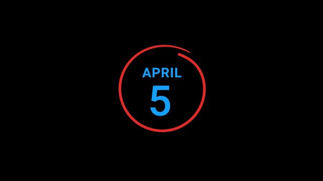 5th April calendar date Animation