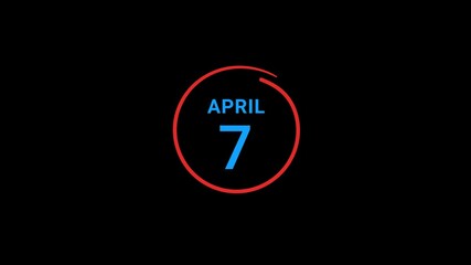7th April calendar date Animation