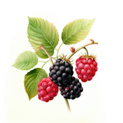 watercolor berry painting with white background
