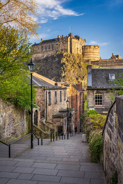 View of Edinburgh Castle on a sunny day, Scotland
