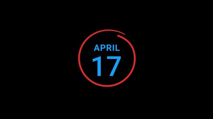 17th April calendar date Animation