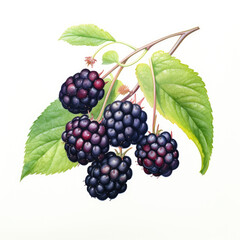 Fototapeta premium watercolor marionberry painting with white background