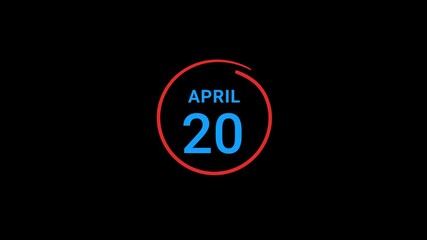 20th April calendar date Animation
