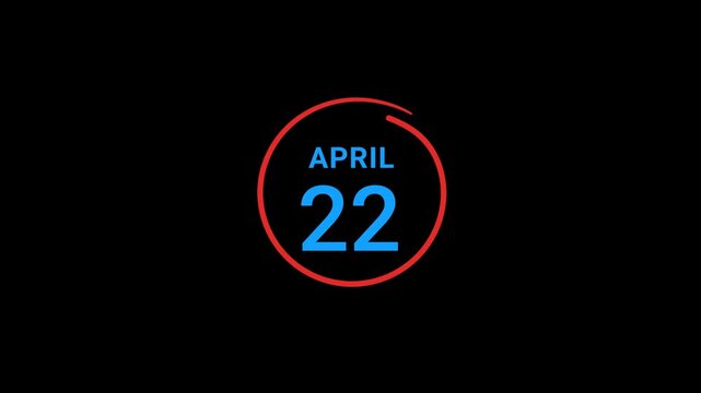 22th April calendar date Animation