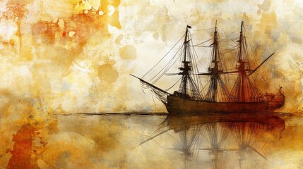 Columbus Day background featuring a historical map and vintage exploration equipment, symbolizing the discovery and history of America in October