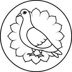 Pigeon in Mandala Design Elegant Vector Illustration of Enlightenment
