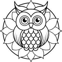 Owl in Mandala Vector Illustration of Spiritual Wisdom and Balance
