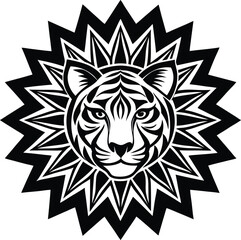 Obraz premium Clean Line Vector Illustration of Minimalist Mandala Tiger Design