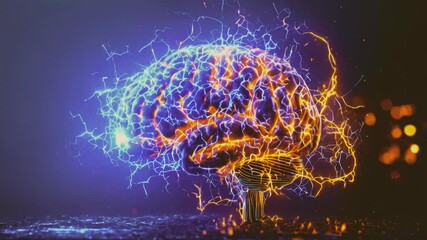 Dynamic neural activity in human brain, concept of thinking and cognition.