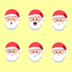 set of collection cute head santa claus in christmas for elements, clipart and sticker