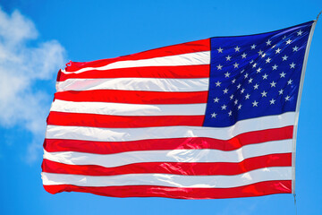 Fototapeta premium American Flag In The Wind