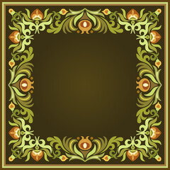 Vector abstract decorative floral ethnic ornamental illustration. Square background
