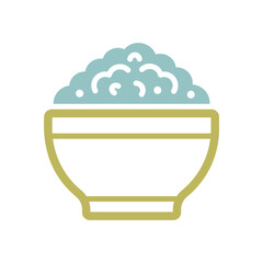 Cottage cheese in bowl vector icon