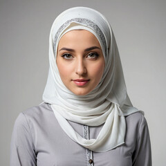 Beautiful white woman wearing hijab and sharia clothes Design Very Cool
