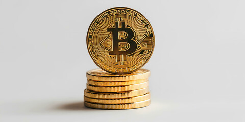 Bitcoin on white background, symbol of electronic virtual money and mining cryptocurrency concept. Coin cryptocurrency bitcoin illustration.