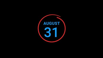 31th August calendar date Animation
